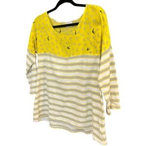 Postmark (Anthropologie) M bird pattern bright blouse barely used (under 5)